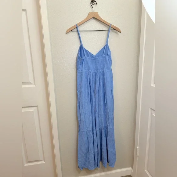 NWT Abercrombie Crinkle Textured Ruched Maxi Dress Medium Petite - Picture 8 of 13